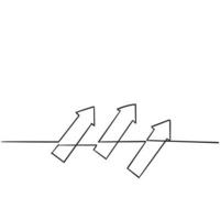 kontinuerlig linjeritning av flera pilar handritad stil vektor