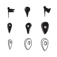 doodle pin plats illustration set handritad tecknad stil vektor