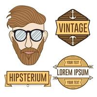 Vektor-Hipster-Mann-Abzeichen und Profilillustrationssatz vektor