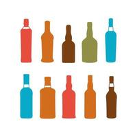 färgglada alkoholhaltiga drycker silhoutte vektor illustration set