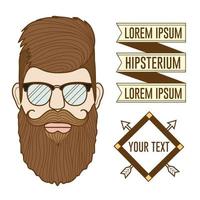 Vektor-Hipster-Mann-Abzeichen und Profilillustrationssatz vektor