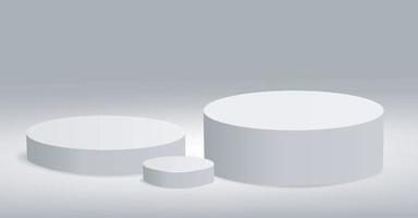 Leeres Podium oder Podest-Display-Szene auf weißem Hintergrund mit Zylinderstandkonzept.