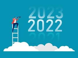 affärsvision med kikare för möjligheter i kikare på 4q av 2020,2021,2022,2023 målet vidare vektor