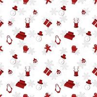 jul objekt siluett upprepa mönster i röd färg på platt vit färg bakgrund. jul objekt seamless mönster. vektor