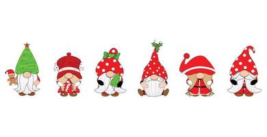 vektor - uppsättning av Santa Claus gnome. ClipArt. kan användas för klistermärke, tryck, papper, kort. jul, gott nytt år, semester koncept.