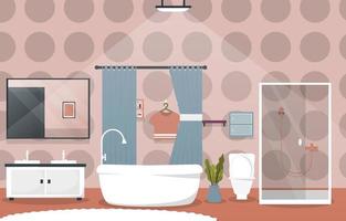 sauberes bad innenarchitektur dusche badewanne möbel flache illustration vektor