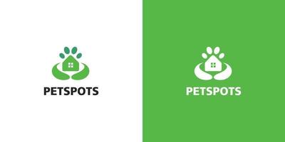 Das einfache und moderne Logo-Design von Pet Spots ist für das Heimtiergeschäft geeignet vektor