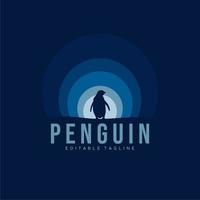minimalistisk pingvinsilhuett med blå gradient. logotypdesign. vektor illustration.