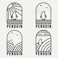 Pinguin-Monoline-Logo-Design-Kollektion. Vektor-Illustration vektor