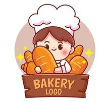 kock man bageri logotyp mat och restaurang handritad tecknad konstillustration vektor