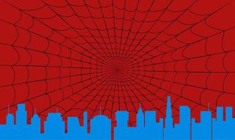 Spinnennetz mit Stadtbild-Silhouette und Exemplar geeignet für Hintergrundillustration