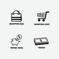 pengar och shopping ikon design vektor