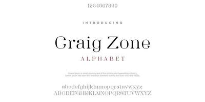 Craig Zone Serif klassisches Design Schriftart Vektor-Illustration von Buchstaben des Alphabets. vektor