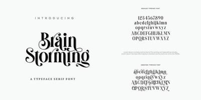 Brainstorming abstrakte Mode-Schriftart-Alphabet. minimale moderne urbane Schriftarten für Logo, Marke usw. Typografie-Schriftart Großbuchstaben Kleinbuchstaben und Zahl. Vektor-Illustration vektor