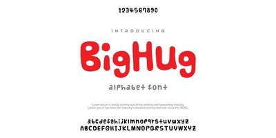 Bighug abstrakte Mode-Schriftart-Alphabet. minimale moderne urbane Schriftarten für Logo, Marke usw. Typografie-Schriftart Großbuchstaben Kleinbuchstaben und Zahl. Vektor-Illustration vektor