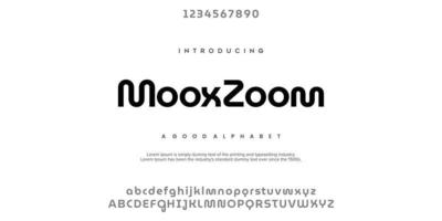mooxzoom abstrakta minimala moderna alfabetteckensnitt. typografi teknik vektor illustration