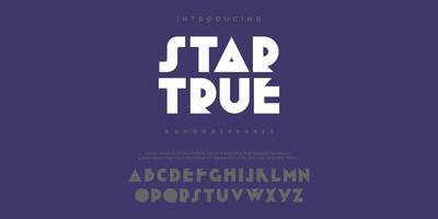 startrue abstrakta minimala moderna alfabetteckensnitt. typografi teknik vektor illustration