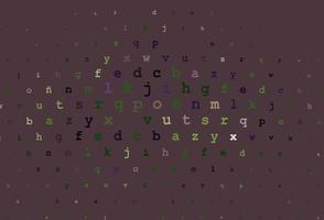 dunkelrosa, grünes Vektorlayout mit lateinischem Alphabet. vektor