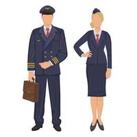 Pilot und Stewardess in Uniform auf weißem Hintergrund - Vektor