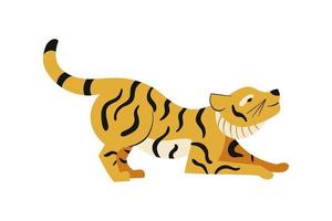 vektor tiger sidovy isolerade illustration på vit bakgrund.