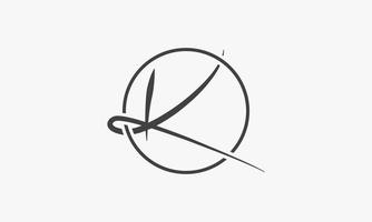 Logo Buchstabe k Handschrift mit Kreislinie auf weißem Hintergrund. vektor