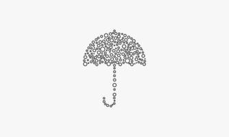 Liniensymbol gepunkteter Regenschirm isoliert auf weißem Hintergrund. vektor