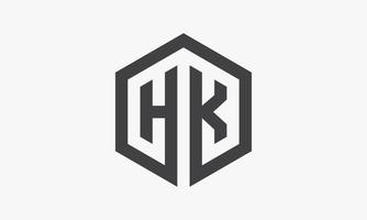 hk-Sechskant-Buchstaben-Logo isoliert auf weißem Hintergrund. vektor