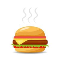 Illustration, 3D, mehrfarbiger Hamburger auf weißem Hintergrund, für die Lebensmittelindustrie