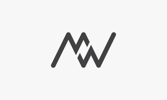 mw-Brief-Logo-Konzept isoliert auf weißem Hintergrund. vektor