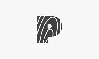 p-Brief-Logo-Holz-Muster-Konzept isoliert auf weißem Hintergrund. vektor