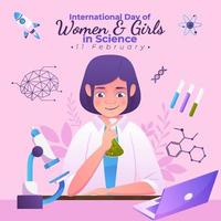 Internationaler Tag der Frauen und Mädchen in der Wissenschaft vektor