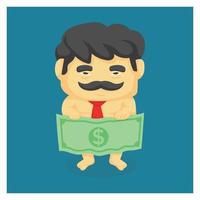 affärsman föra pengar framför sin kropp. mot korruption. vektor illustration