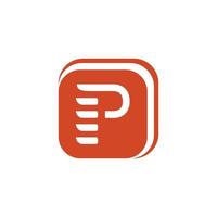 Buchstabe p Logo in roter Farbe Designvorlage vektor