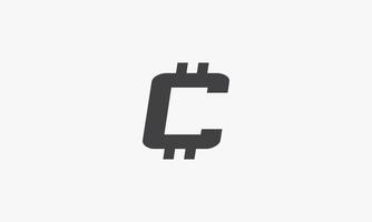 c-Brief-Logo-Krypto-Konzept isoliert auf weißem Hintergrund. vektor