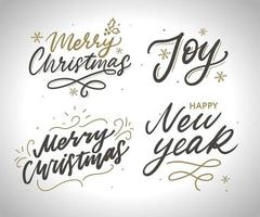 Frohes neues Jahr Set Hand Schriftzug gratulieren Inschrift, Weihnachtsgrußkarte, Kalligraphie-Vektor-Illustration vektor