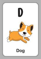 djur alfabet utbildning flashcards - d för hund vektor