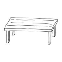 tecknad handritad doodle träbänk, bord. vektor