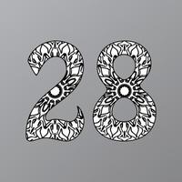 Nummer mit Mandala. dekoratives Ornament im ethnisch-orientalischen Stil. Malbuchseite vektor