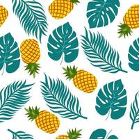 ananas frukt seamless mönster bakgrund, vektorillustration för textiltryck, tapeter, modedesign vektor