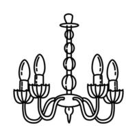 Kronleuchter-Symbol. Gekritzel handgezeichnet oder Umriss-Icon-Stil vektor