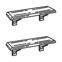 Symbol für Holzwandregale. Gekritzel handgezeichnet oder Umriss-Icon-Stil vektor