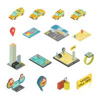 Taxi und Gadgets Isometric Set vektor