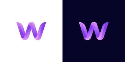 bokstav w logotypdesign, modern bokstav w logotypdesign med modern gradientfärg vektor
