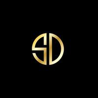 SD-Logo. goldenes sd-initialen-logo vektor