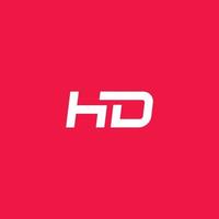 abstrakt hd logotyp, modern hd initialer logotyp isolerad på röd bakgrund vektor