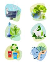 Miljöskydd 6 Ecological Icons Set vektor