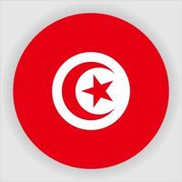 Tunisien platt rundad nationella flagga ikon vektor