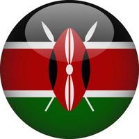 kenya 3d rundade nationella flaggan knappen ikonillustration vektor