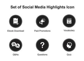 Set Sammlung von Social-Media-Highlights-Symbol vektor