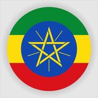 etiopien platt rundad nationella flagga ikon vektor